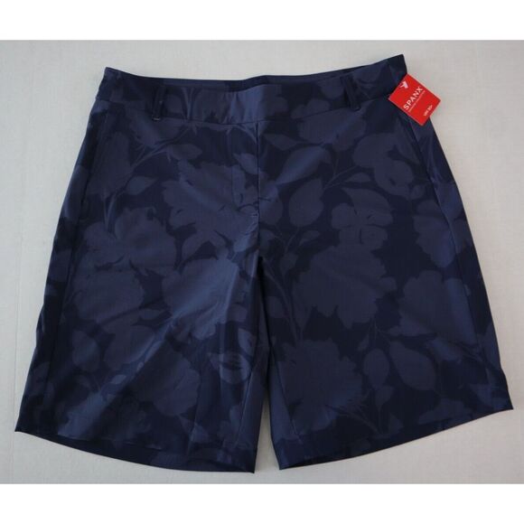SPANX 50419R Women's Sz Large Floret Navy Sunshine 10" Bermuda Shorts - Picture 1 of 6